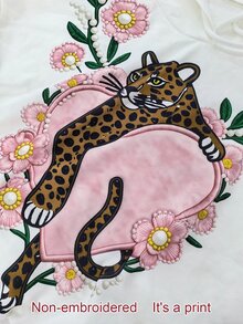 GlowEve CURVE Plus Size Women's Floral & Animal Print Drawstring Hooded Casual Everyday Sweatshirt - White - View 4