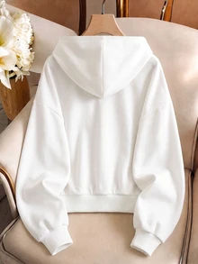 GlowEve CURVE Plus Size Women's Floral & Animal Print Drawstring Hooded Casual Everyday Sweatshirt - White - View 2