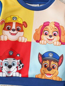 SHEIN | PAW Patrol 2Pcs Baby Boy Cartoon Print Colorblock Long Sleeve Soft Casual Set Daily Play Fall Winter - Multicolor - View 6