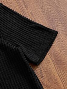 ESTAVOR Men's Summer Casual Plaid Patchwork Polo Shirt - Black - View 5