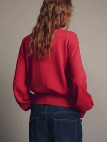 MOTF PREMIUM AUTUMN/WINTER CASUAL FRONT BUTTON KNIT CARDIGAN - Red - View 3
