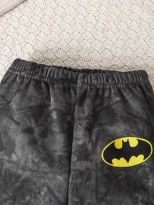 BATMAN X SHEIN 2件組男嬰卡通圖案長袖柔軟休閒套裝，適合日常玩耍，秋冬款 - 彩色 - 查看 6