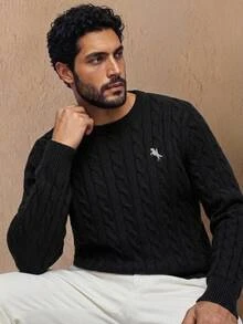 HIMLAND Men Knitted Casual Loose Fit Long Sleeve Sweater, Stylish And Youthful, For Daily Wear - Black - View 6