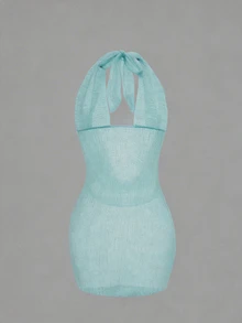 Sirith Women's New Solid Color Plunging Neckline Design Sexy Cover-Up Top For Summer - Blue - View 6
