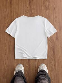 ESTAVOR Kaos Pria Polos Gaya Bisnis Ringan - Putih - View 4