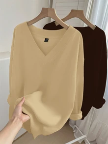 SHEIN LUNE قطعتان من كنزات نسائية و هوديز - متعدد الألوان - مشاهدة 7