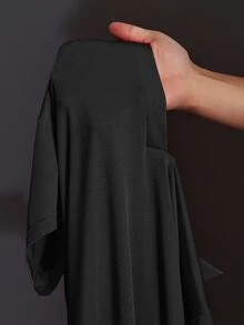 Veslaya Plus Size Solid Color Polo Collar Casual Short Sleeve Bodycon Dress - Black - View 11