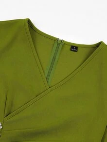 Modelyn Women's Knitted Sage Green Long Sleeve Rhinestone Embellished Romantic Elegant Slim Fit Mid-Length For Party Dinner Cocktail And Wedding Autumn Sequin - Green - View 11