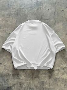 ESTAVOR Men's Knit Casual Daily Solid Color Loose Short Sleeve Oversized Boxy T-Shirt,Cropped Tee - White - View 3