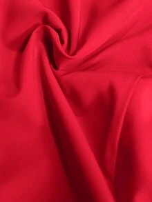 Veslaya Plus Size Women's Solid Color Asymmetrical Shoulder Pleated Casual Daily Wear Jumpsuit Wide Leg Pants - Red - View 6