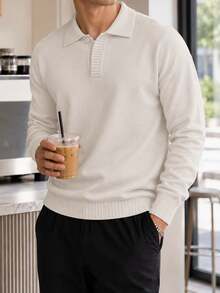 RONVEXI Men's Striped Letter Pattern Casual Daily Long Sleeve Sweater Poleron Swag Pull - Apricot - View 2