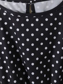 SHEIN 青少年女孩冬季上衣 白色與黑色波點套頭衫 肩部蝴蝶結 喇叭袖 鬆緊腰 荷葉邊上衣 日常休閒可愛校園風 - 黑色 - 查看 7