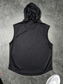 Gym Rark 男士蝙蝠印花抽繩連帽運動背心 - 黑色 - 查看 2