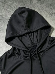 Gym Rark 男士蝙蝠印花抽繩連帽運動背心 - 黑色 - 查看 3