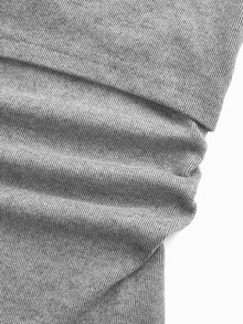 Modmama Blusa de lactancia de manga larga simple para maternidad, versátil - Gris Claro - Ver 9