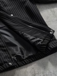 AXEPEAK Men's Striped Long Sleeve Jacket And Pants Casual Set - Black - View 6