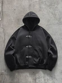 AXEPEAK 男士時尚連帽衫與運動長褲套裝 - 黑色 - 查看 4