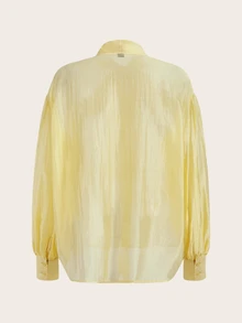 Trelyra European And American Style Spring/Summer New Fashion Versatile Solid Color Tencel Elegant Commute Design Tie Loose Long Sleeve Blouse - Yellow - View 9