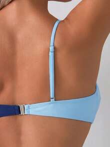 SHEIN Swim Women's Spaghetti Strap Twisted Knot Summer Beach Bikini Swimwear Top - Multicolor - View 5