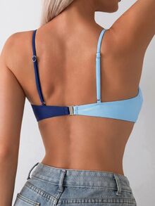 SHEIN Swim Women's Spaghetti Strap Twisted Knot Summer Beach Bikini Swimwear Top - Multicolor - View 4