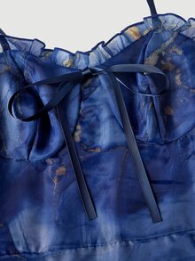 Skyraze Set Busana Wanita Model Cami dengan Rok Bertingkat dan Detail Ruffle di Bagian Bawah Motif Tie-Dye - Navy Blue - View 4
