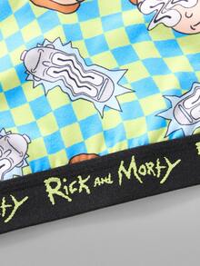 Rick and Morty X SHEIN طقم ملابس داخلية نسائي بطبعة كرتونية يتكون من توب بدون أكمام وسروال داخلي - أخضر - مشاهدة 12