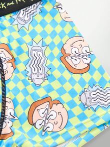 Rick and Morty X SHEIN طقم ملابس داخلية نسائي بطبعة كرتونية يتكون من توب بدون أكمام وسروال داخلي - أخضر - مشاهدة 14