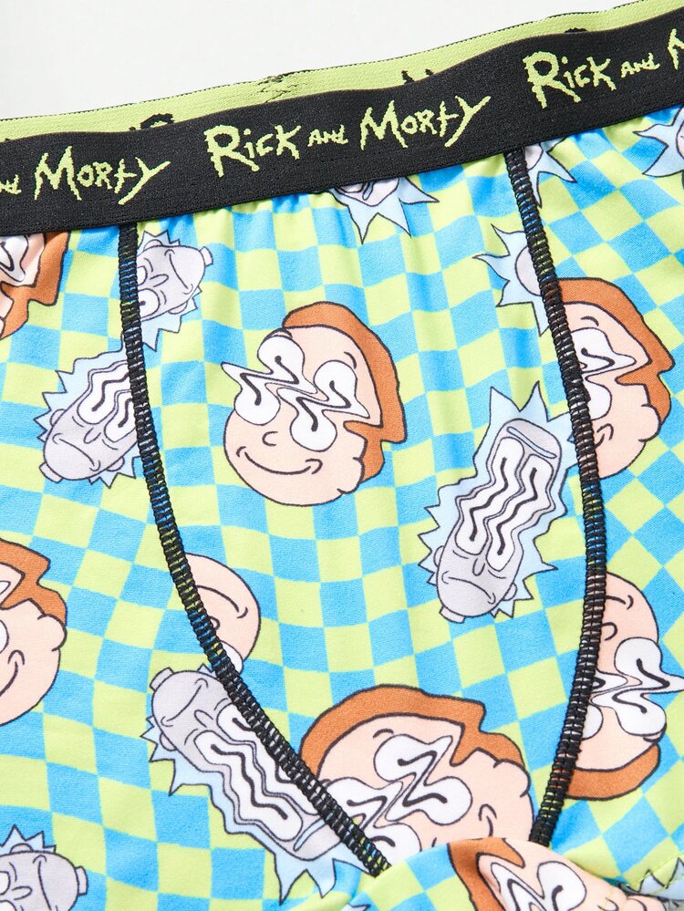 Rick and Morty X SHEIN 女款卡通印花背心與內褲內衣套裝 - 綠色 - 查看 13