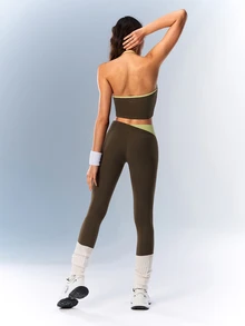VARSIVA Women's Colorblock Cropped Halter Tank Top And Leggings Sports Set - Multicolor - View 7