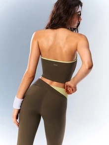VARSIVA Women's Colorblock Cropped Halter Tank Top And Leggings Sports Set - Multicolor - View 5