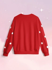 SHEIN X Care Bears 女款卡通圖案印花長袖時尚運動衫 - 白色 - 查看 3