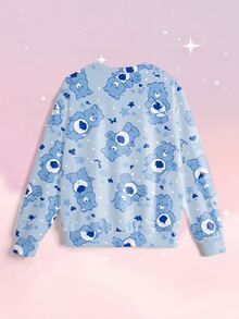 SHEIN X Care Bears 女款卡通印花圓領長袖休閒寬鬆衛衣 - 白色 - 查看 3