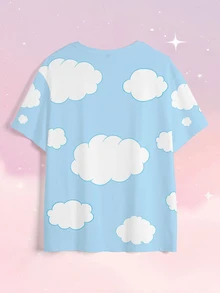 SHEIN X Care Bears 男士卡通印花休閒日常短袖T恤 - 白色 - 查看 5