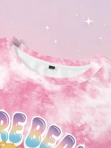 SHEIN X Care Bears 大尺碼時尚卡通圖案印花圓領短袖T恤 - 白色 - 查看 3