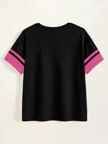 LOONEY TUNES X SHEIN 女款卡通印花圓領短袖休閒T恤 - 白色 - 查看 8