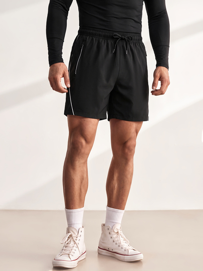 Driftmere Men's Outdoor Sports Breathable Fitness Shorts, Casual Fashionable Minimalist Bermuda Shorts Black Summer
