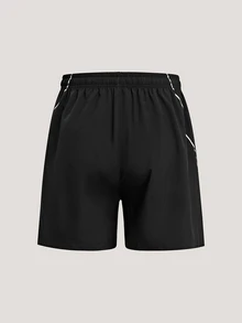 Driftmere 男士戶外運動透氣健身短褲，休閒時尚簡約百慕達短褲，黑色夏季款 - 黑色 - 查看 4