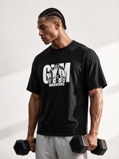 Driftmere Gym Warriors Men's T-Shirt, Muscle Power: Gym Warriors Graphic Tee, Fitness Motivation: Gym Warriors T-Shirt, Gym Warriors T-Shirt: Fitness Style, Gym, Warriors, Men's Tee, Graphic Tee, Muscle, Activewear, T-Shirt, Motivation, Workout Clothes Black Summer Sports