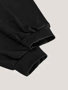 Driftmere Men's Thin Drawstring Waist Casual Sports Pants, Fashionable For Spring & Autumn Black - Black - View 7