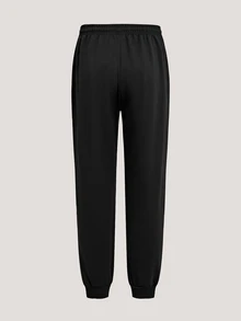 Driftmere Men's Thin Drawstring Waist Casual Sports Pants, Fashionable For Spring & Autumn Black - Black - View 4