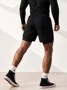 Driftmere Men's Sports Shorts, Quick-Drying And Lightweight, With Towel Loop And Phone Pocket Black Summer - Black - View 2