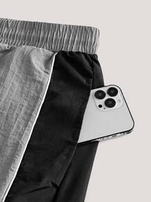 Driftmere Men's Loose Fit Nylon Quick-Dry Sweatpants With Contrast Side Stripes, Drawstring Waist, Adjustable Cuffs, Streetwear Casual Joggers Sports - Grey - View 5