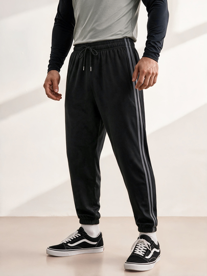 Driftmere Mens Loose Drawstring Jogger Pants, Ankle Length Striped Sweatpants, Casual Sport Running Pants For Beach Vacation Fitness