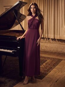 Anewsta Essential Crossover (With Fixed Buckle) Halter Elegant Urban Resort Sleeveless Dress - Red Violet - View 2