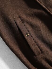ROMWE MEN Street Life Men's Vintage Street Style Button Long Sleeve Jacket - Brown - View 4