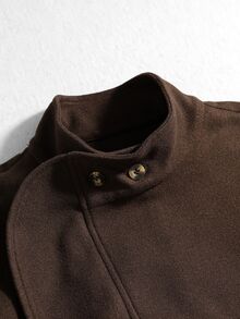 ROMWE MEN Street Life Men's Vintage Street Style Button Long Sleeve Jacket - Brown - View 2