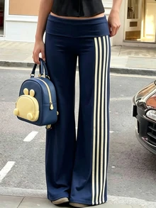 SHEIN Tween女孩秋季服飾 高級紋理面料 深皇家藍 百搭 秋冬套裝 返校季 針織 寬鬆 高腰 34%棉 - 寶藍色 - 查看 5