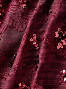 SHEIN MOD Women's Sequin Design Front Tie Elegant Halter Neck Midi Dress - Burgundy - View 8