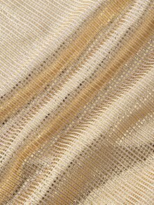 SHEIN MOD Women's Sexy Draped Neck Top And Sequin Mini Skirt 2 Pieces Set - Gold - View 7