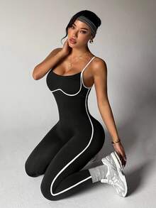Rhythm Era Seamless High Elasticity Yoga Sports Fitness Running Plus Size Women's Jumpsuit - Black - View 6